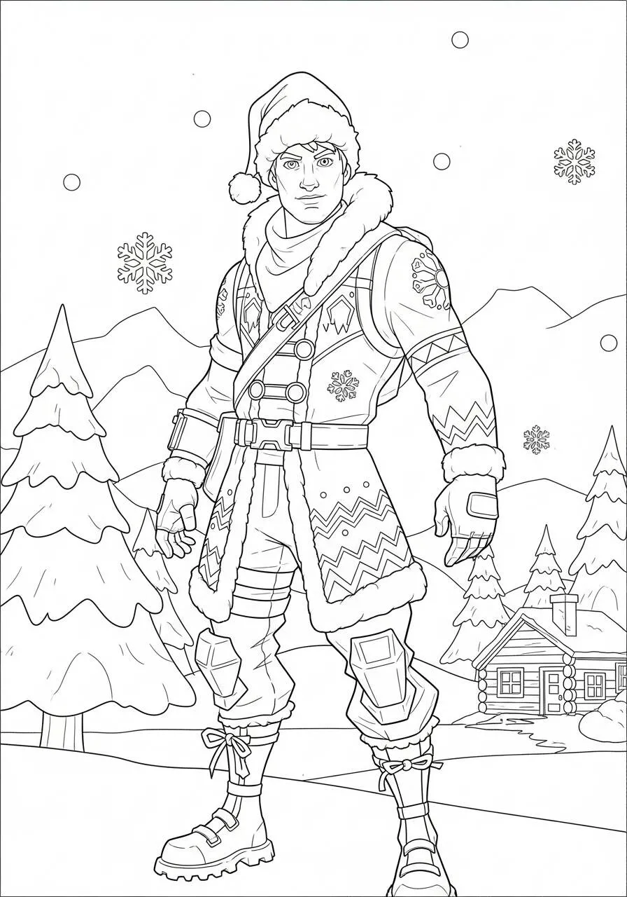 Desenho de Fortnite Pele de Natal para Colorir