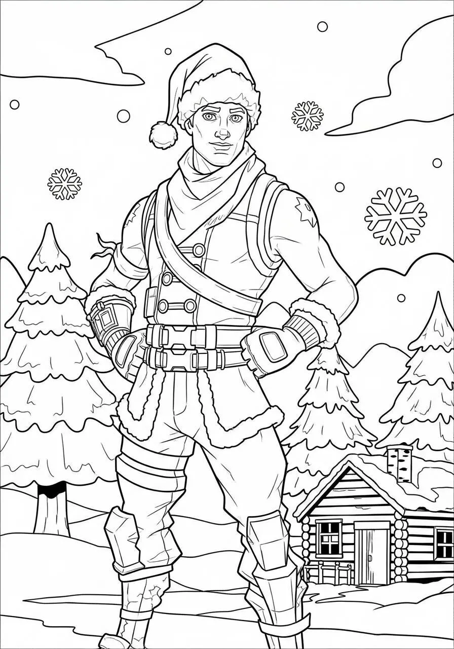 Desenho de Fortnite Pele de Natal para Colorir