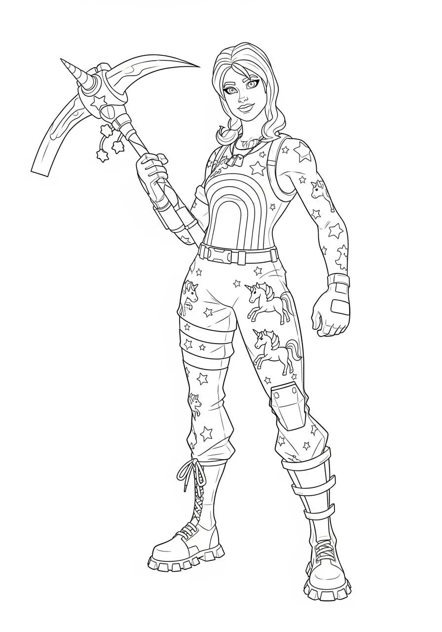 Desenho de Fortnite Skin Arco Íris para Colorir
