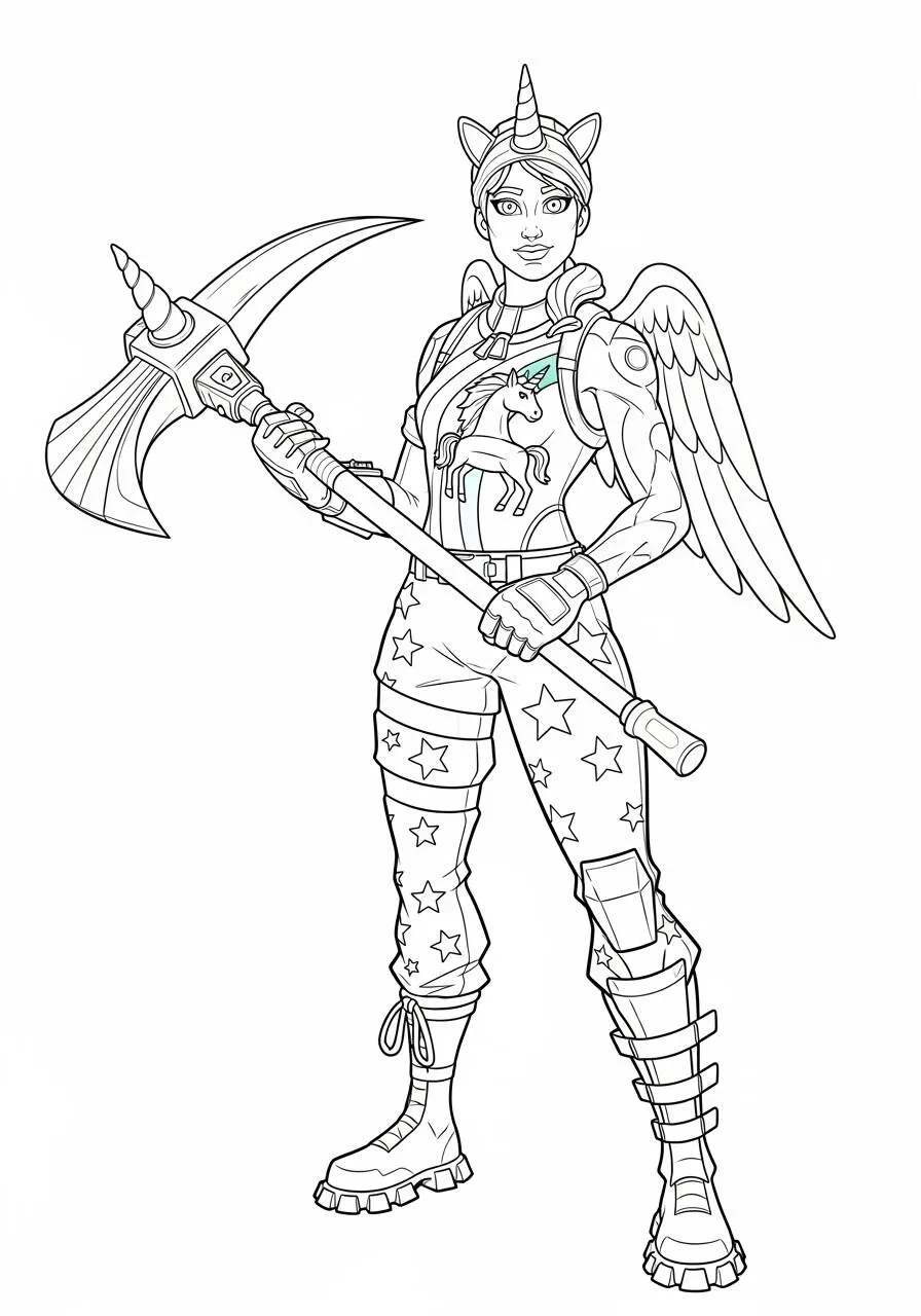 Desenho de Fortnite Pele de Unicórnio para Colorir