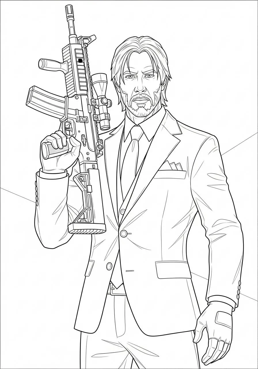 Desenho de Fortnite Personagem Estiloso com Arma para Colorir