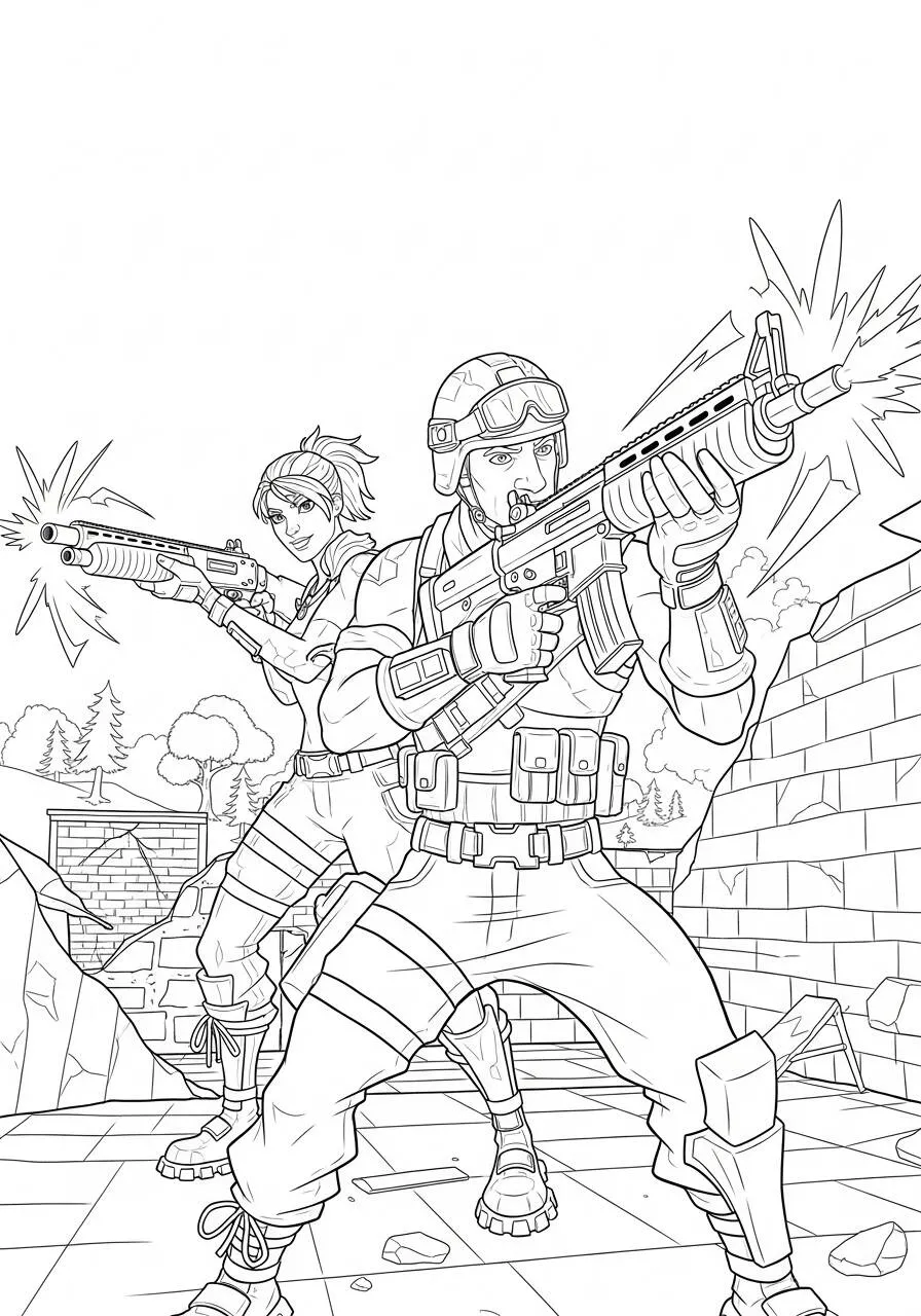 Desenho de Cachorrinho Aventureiro com Armas para Colorir
