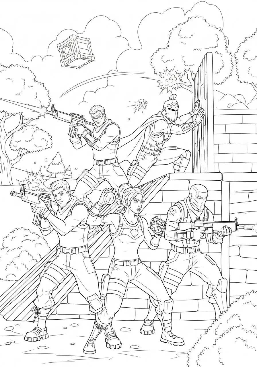 Desenho de Fortnite Equipe de Ação para Colorir