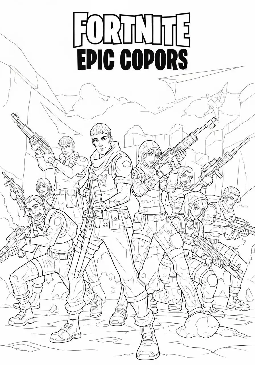 Desenho de Fortnite Epic Copors para Colorir
