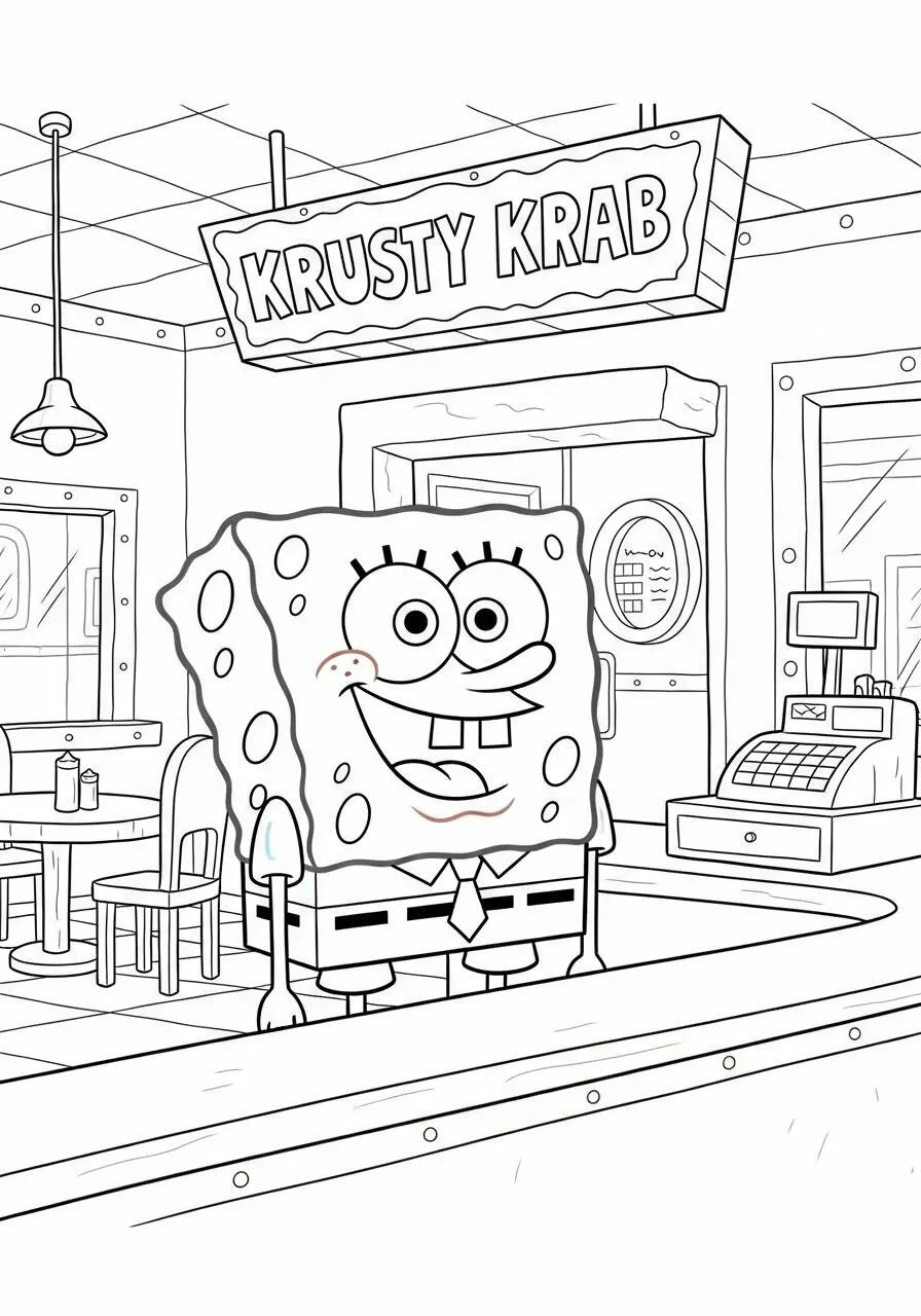 Desenho de Bob Esponja no Siri Cascudo para Colorir