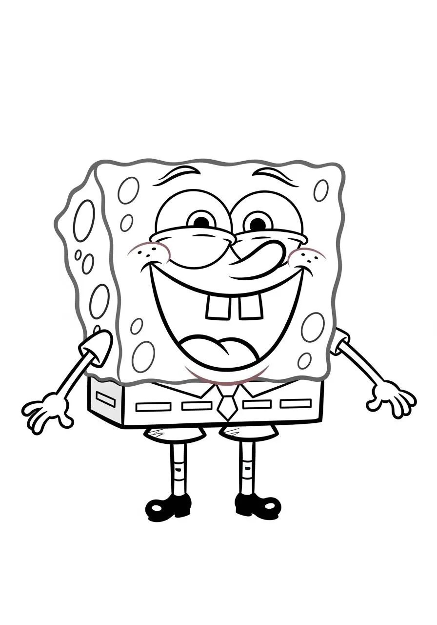 Desenho de Bob Esponja Sorridente para Colorir