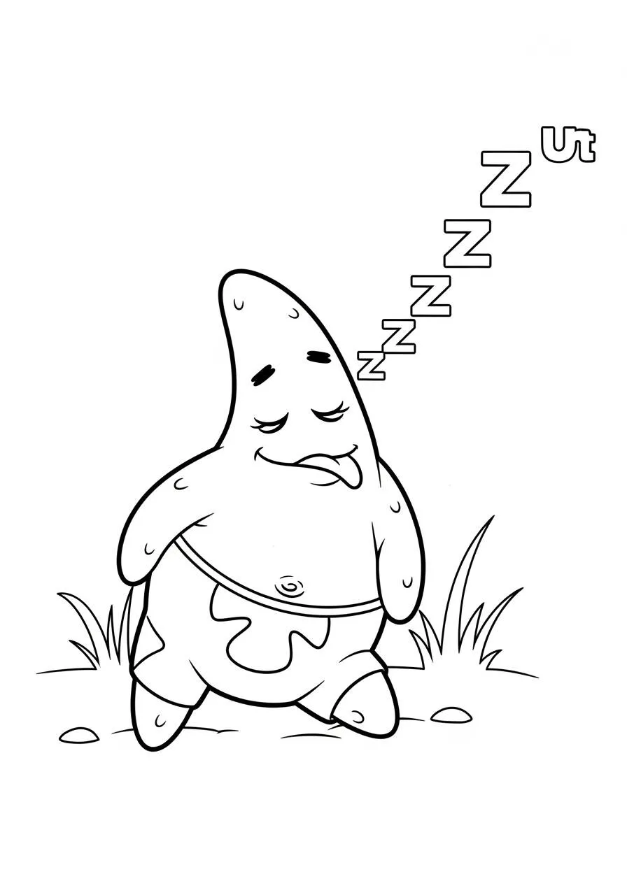 Desenho do Patrick Estrela Dormindo para Colorir