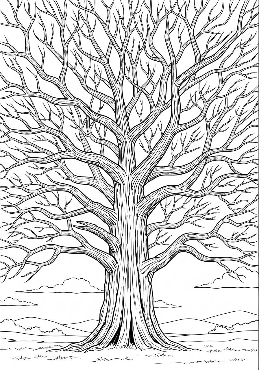 Desenho de Árvore Sem Folhas para Colorir