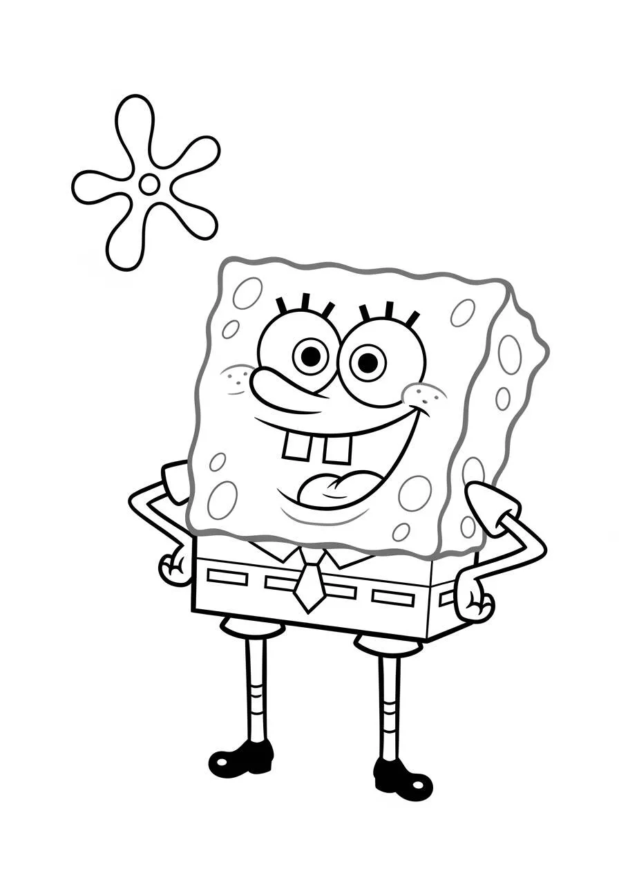 Desenho de Bob Esponja Sorridente para Colorir