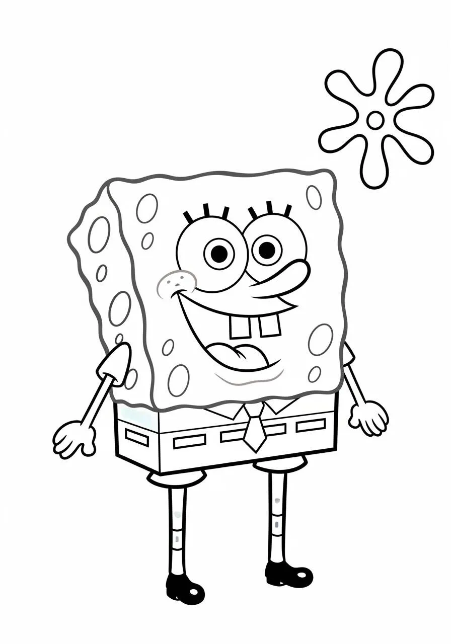 Desenho de Bob Esponja Sorridente para Colorir