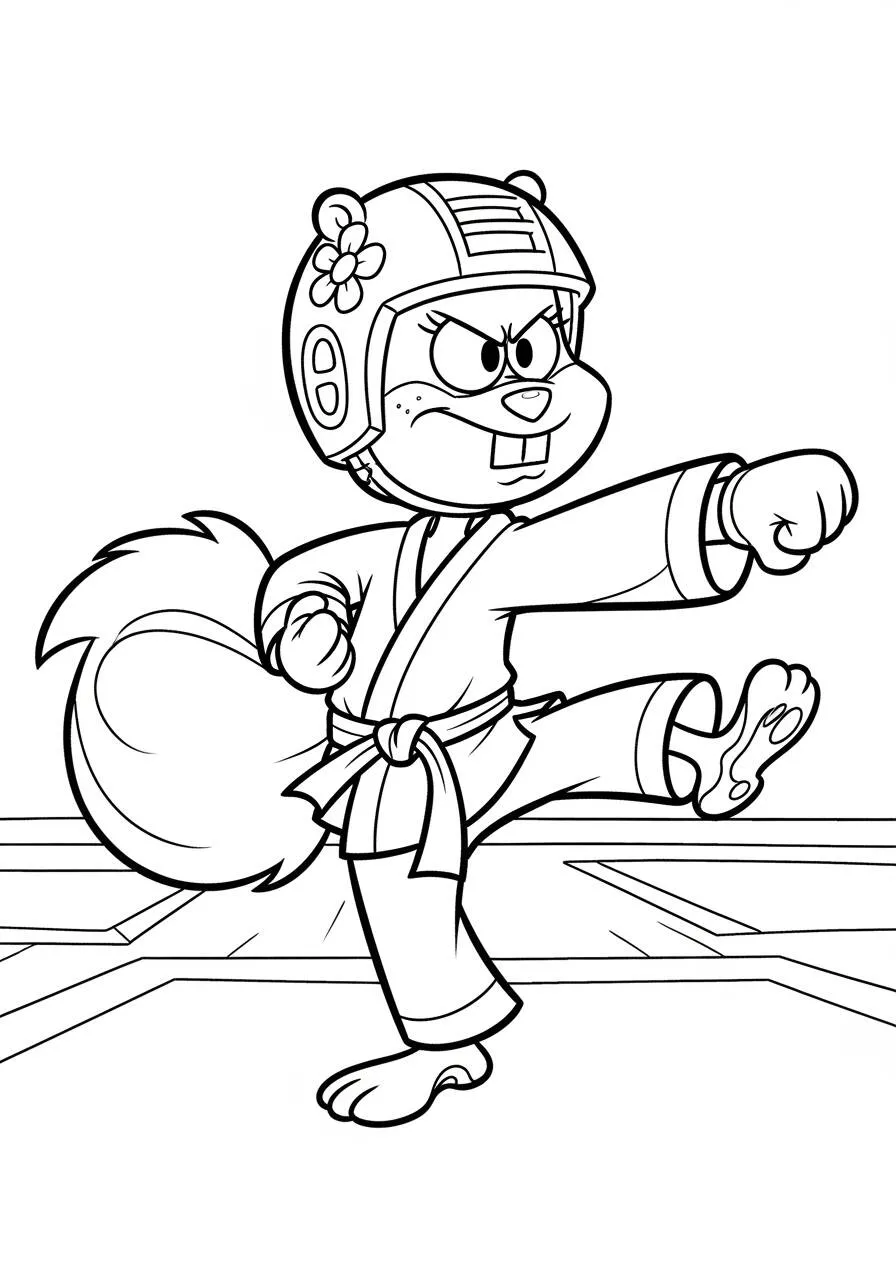 Desenho da Sandy a Fazer Karaté para Colorir