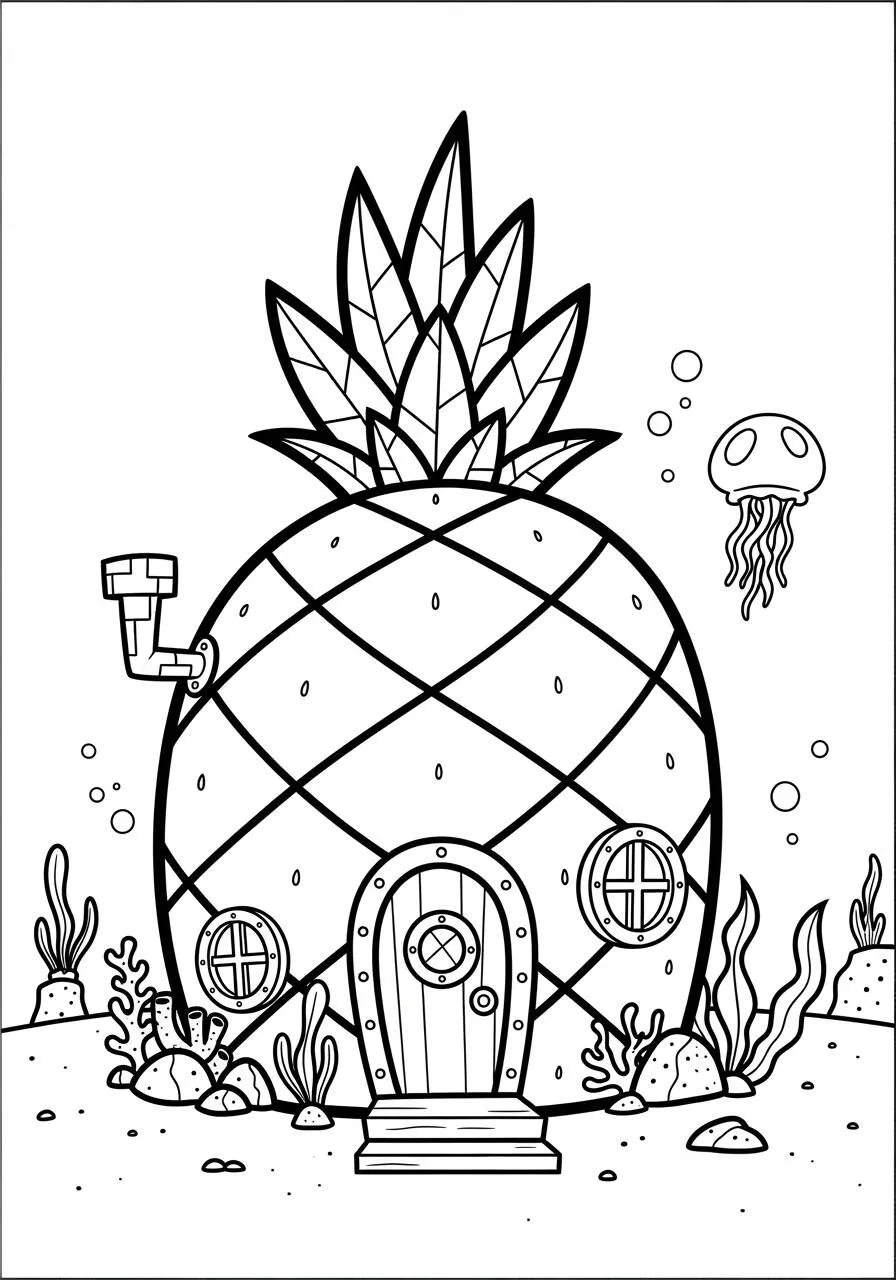 Desenho da Casa de Ananás do Bob Esponja para Colorir