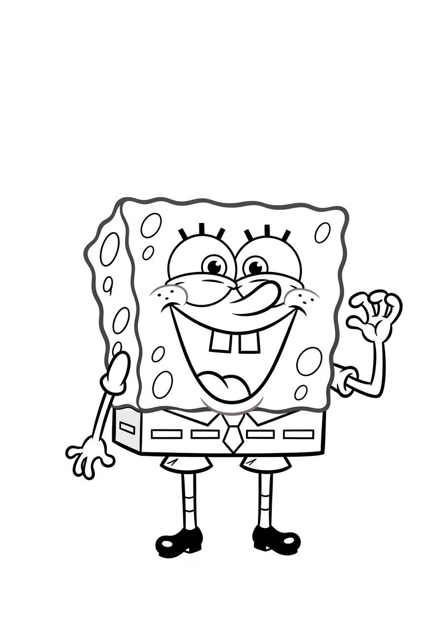 Desenho de Bob Esponja a Acenar para Colorir