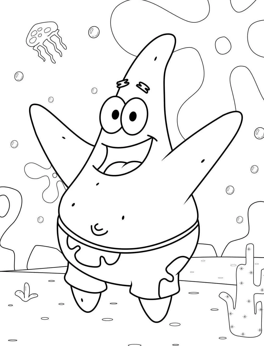 Desenho do Patrick Estrela a Sorrir para Colorir