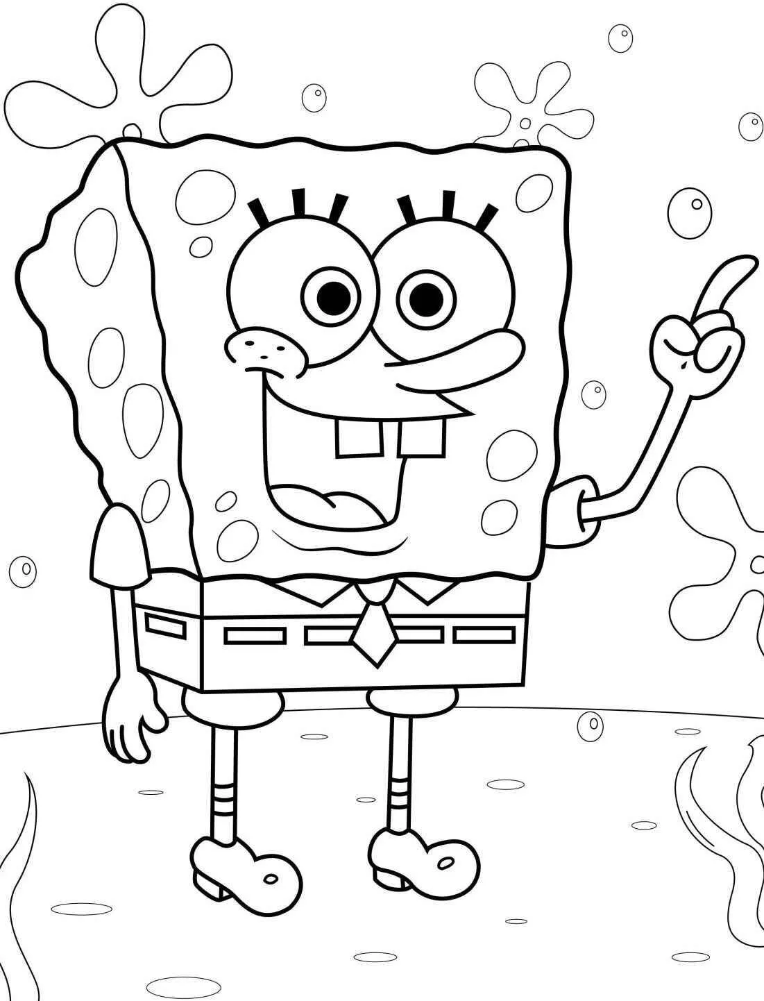 Desenho de Bob Esponja a Apontar para Colorir