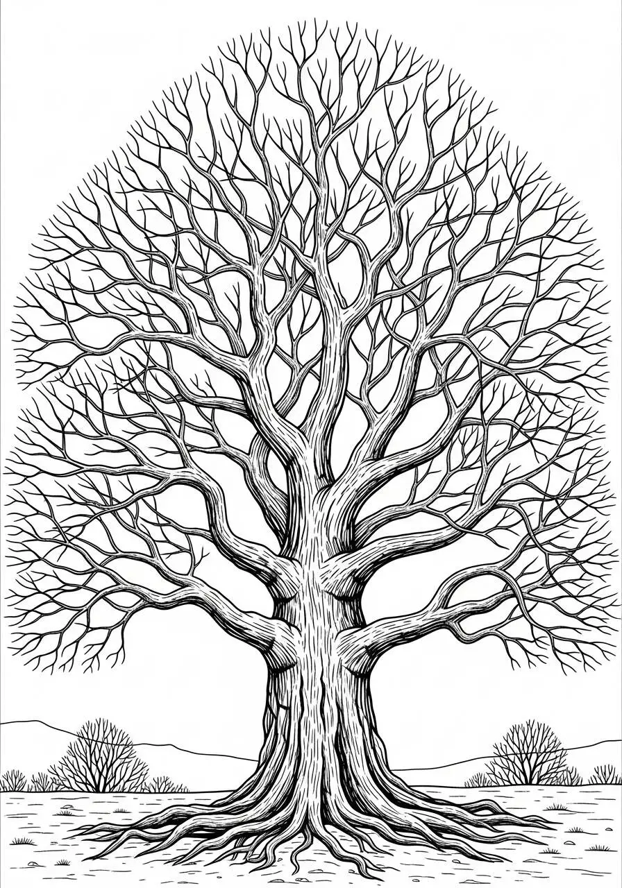 Desenho de Árvore Sem Folhas para Colorir
