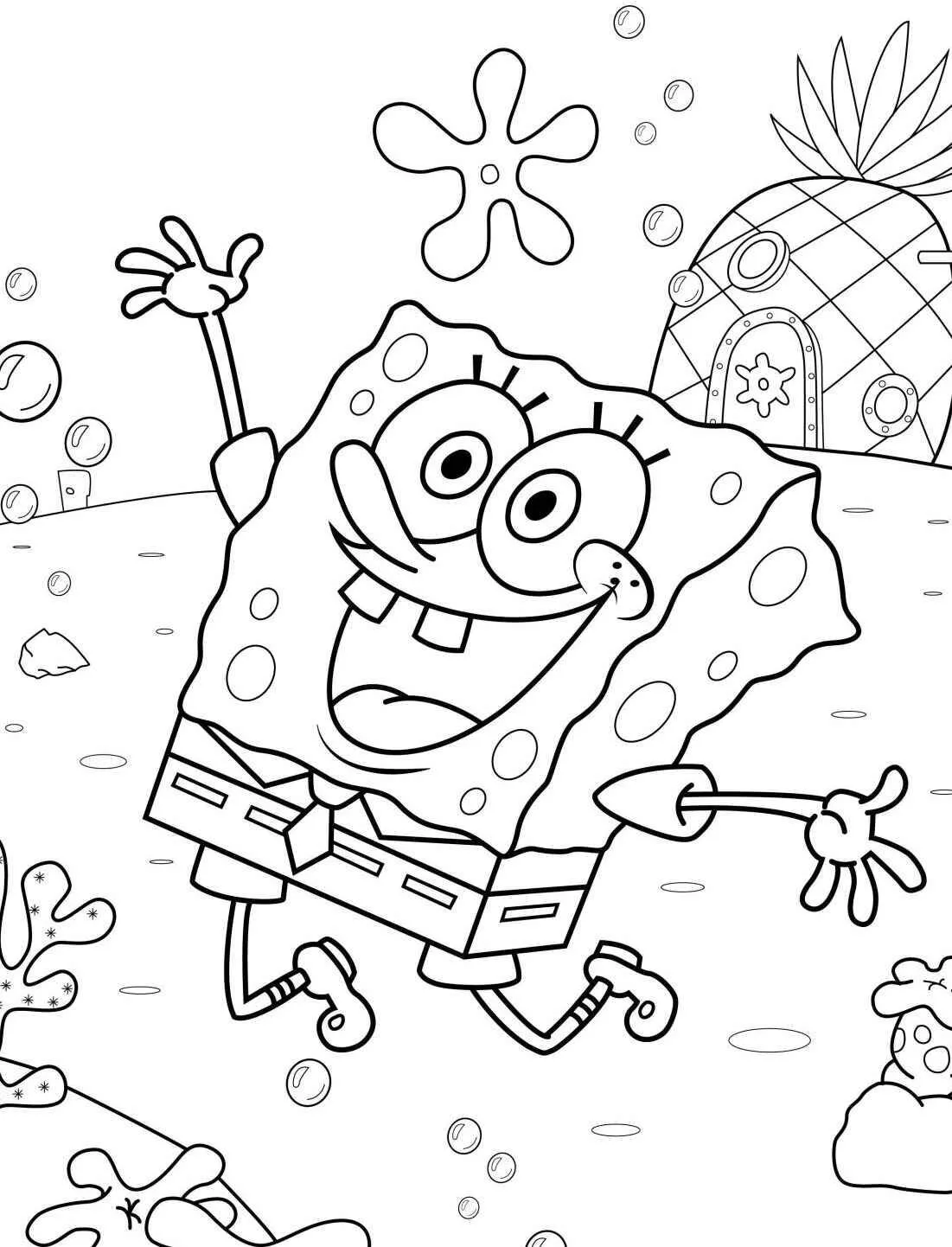 Desenho de Bob Esponja Feliz para Colorir