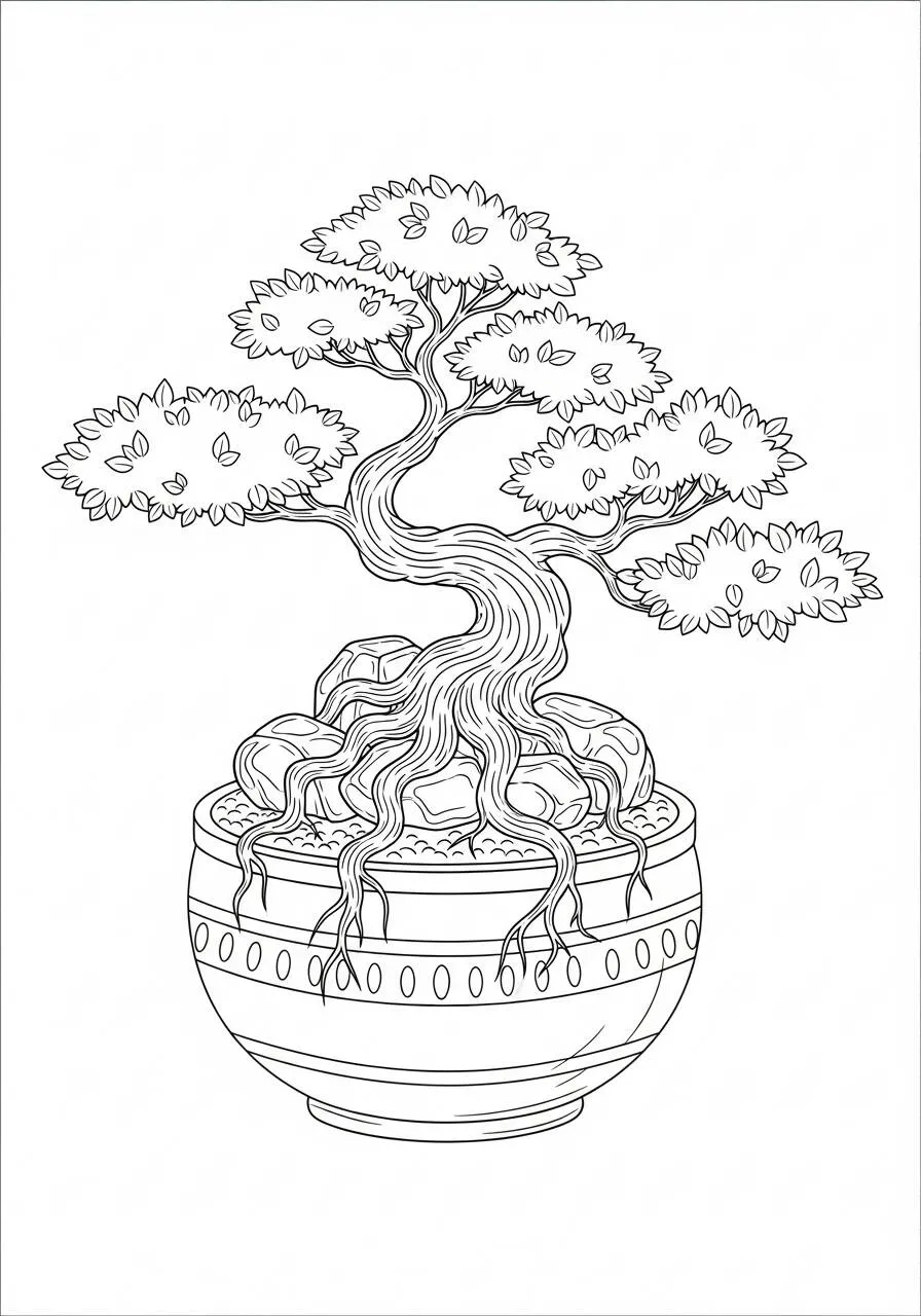 Dibujo de Árbol Bonsai para colorear