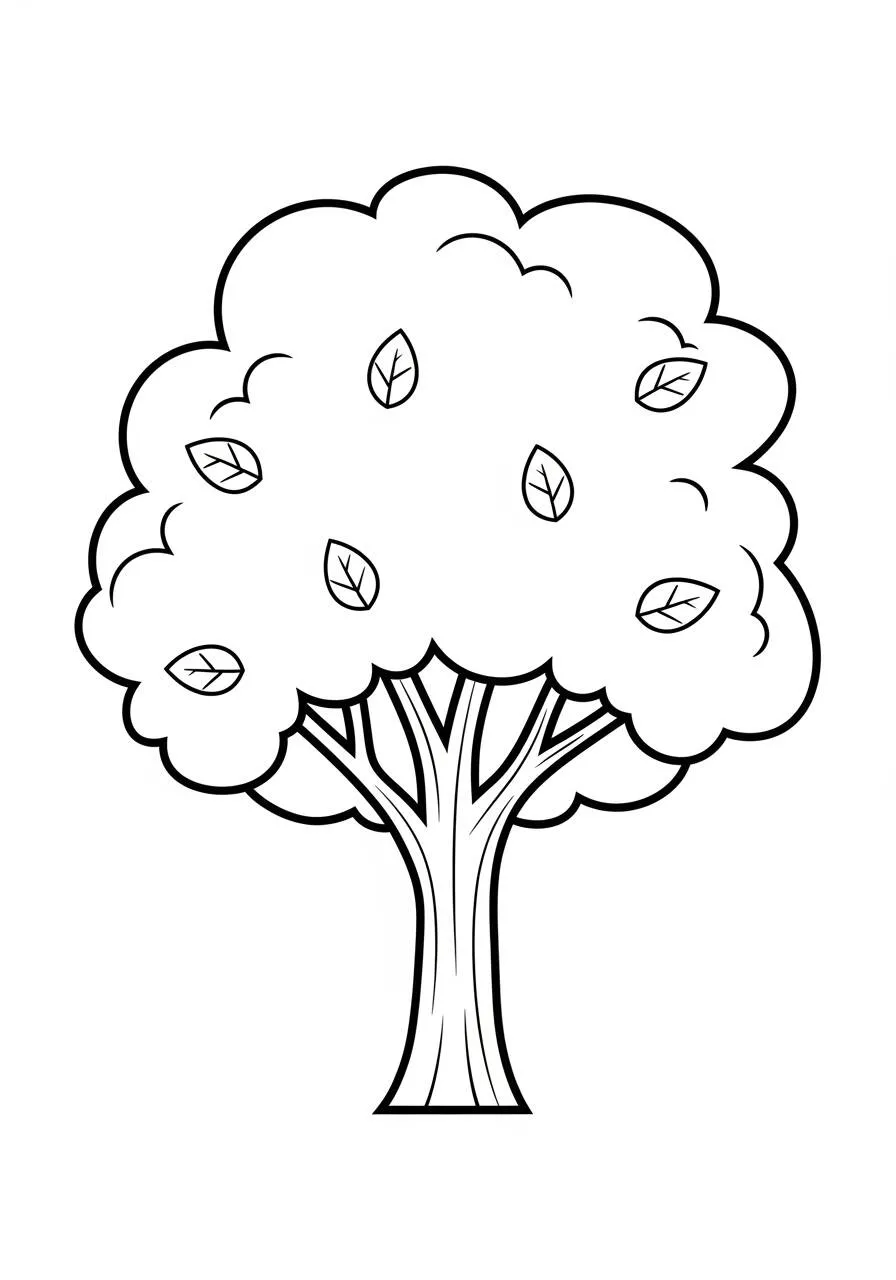 Dibujo para colorear de árbol lleno de hojas