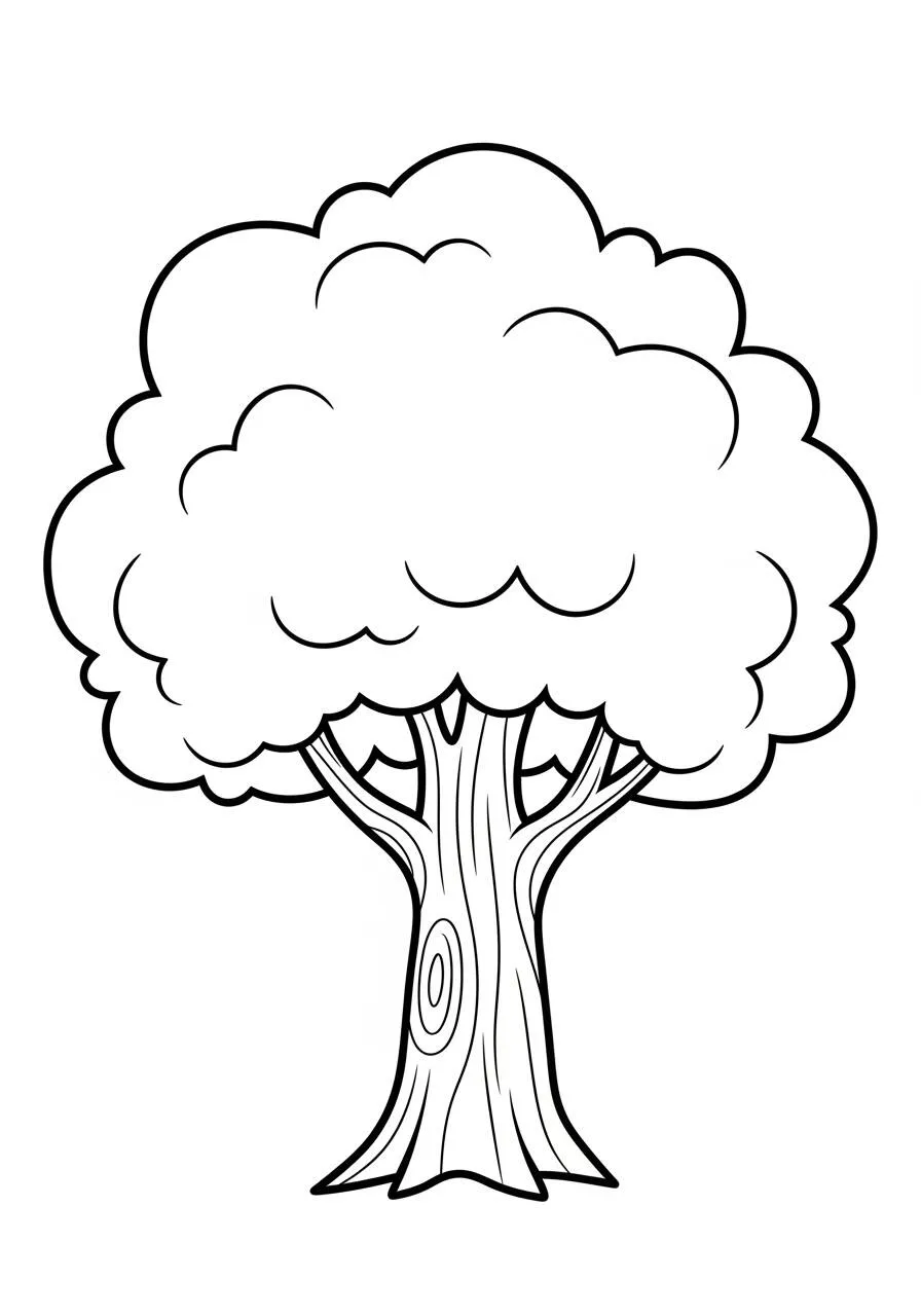 Desenho de Árvore Cheia de Folhas para Colorir