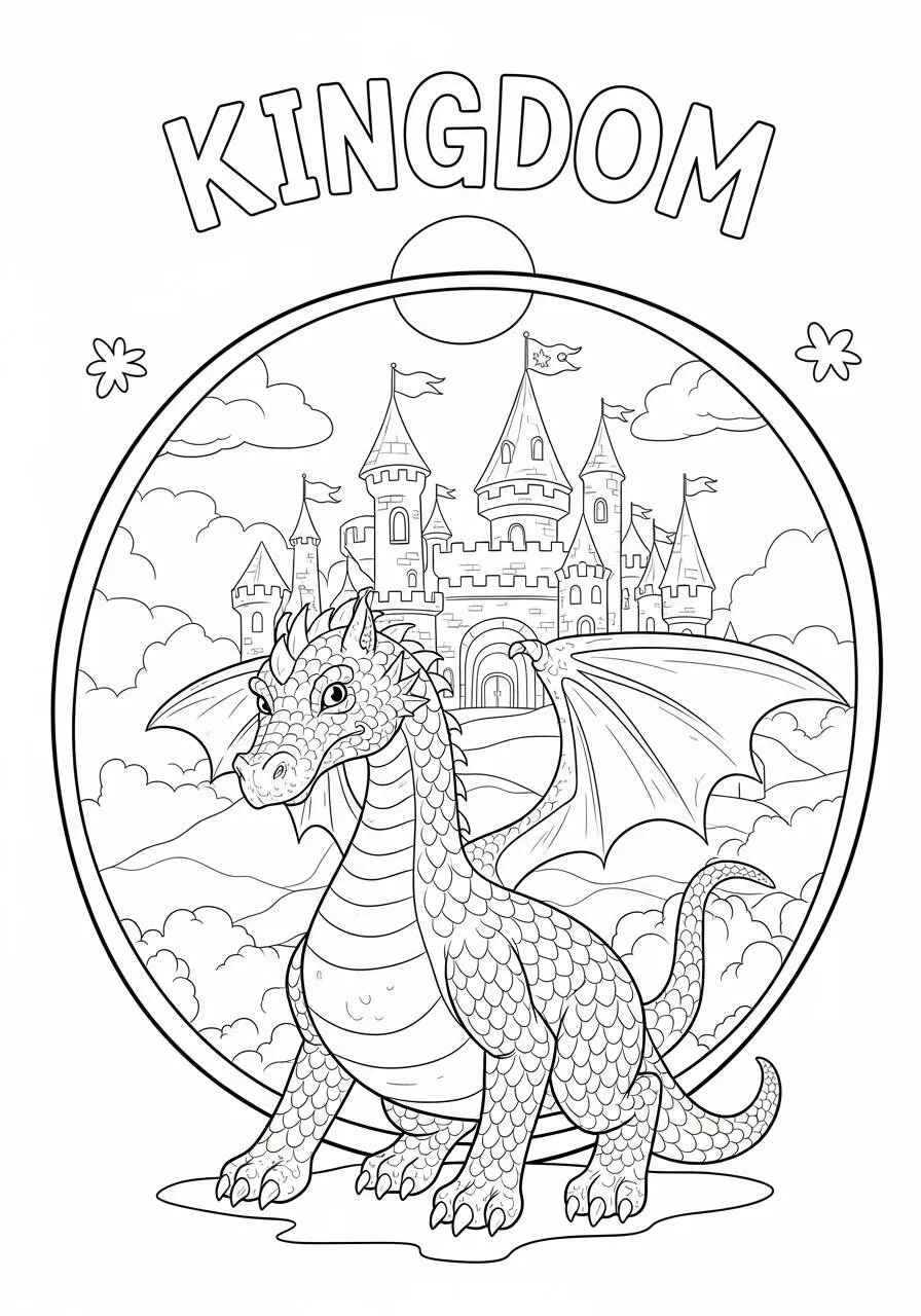 Desenho de Dragão Guardião do Castelo para Colorir