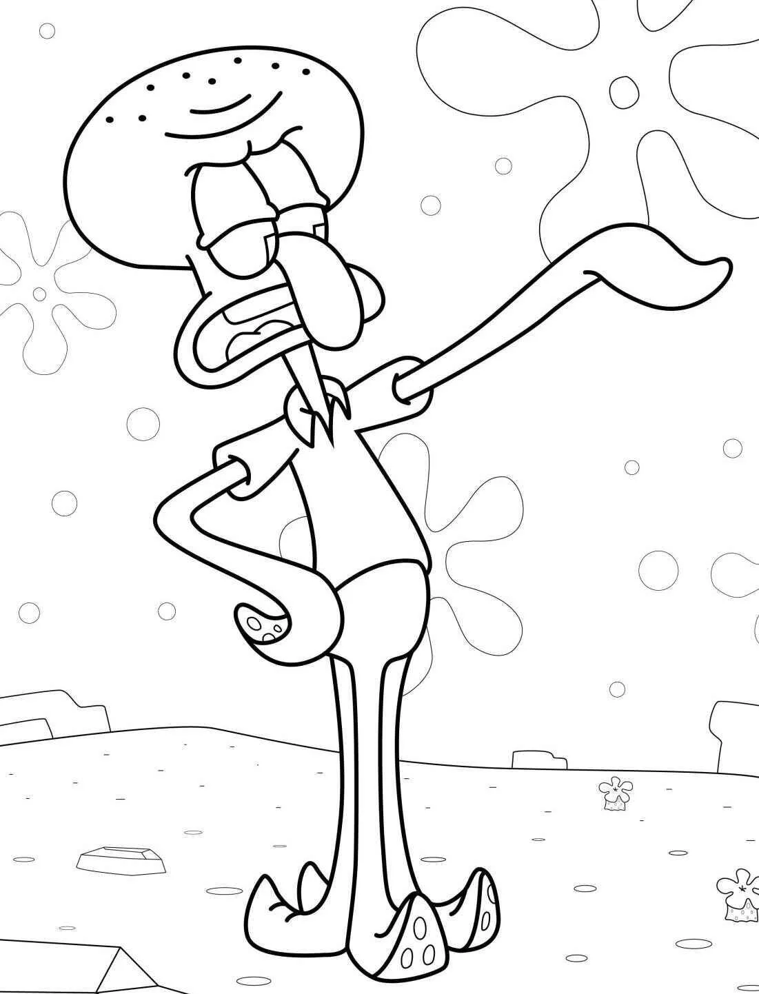 Desenho de Lula Molusco a Fazer Careta para Colorir