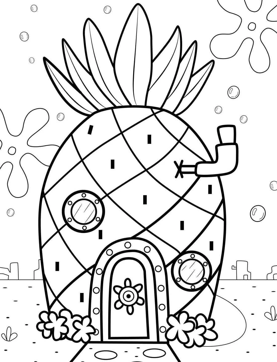 Desenho da Casa de Ananás do Bob Esponja para Colorir