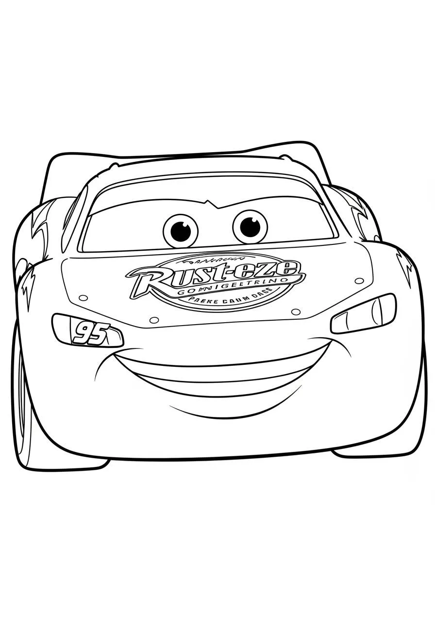 Desenho de Relâmpago McQueen Sorridente para Colorir