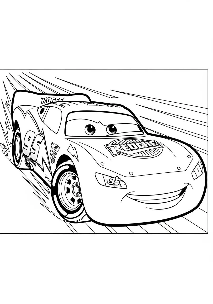 Desenho de Relâmpago McQueen em Alta Velocidade para Colorir