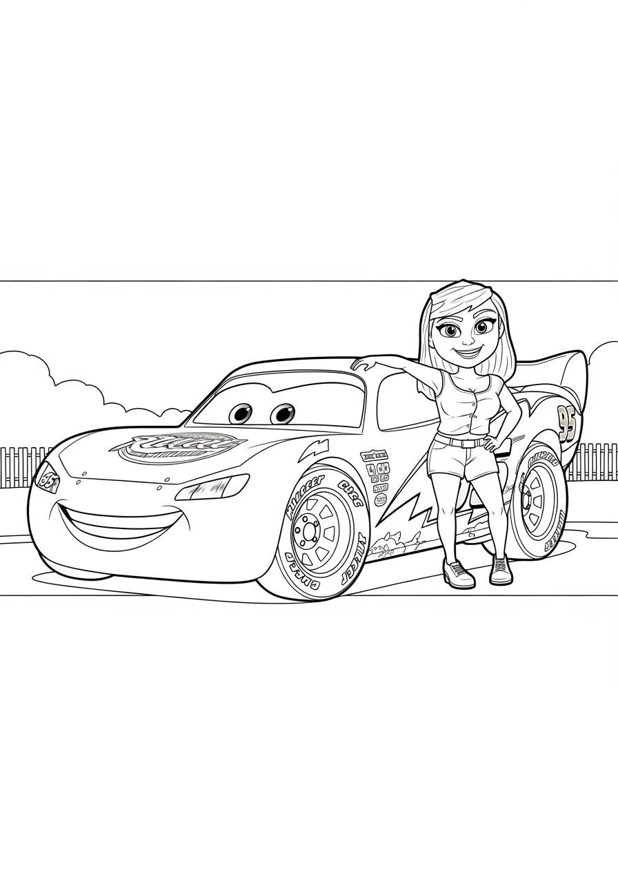 Desenho de Relâmpago McQueen com a Cruz Ramirez para Colorir