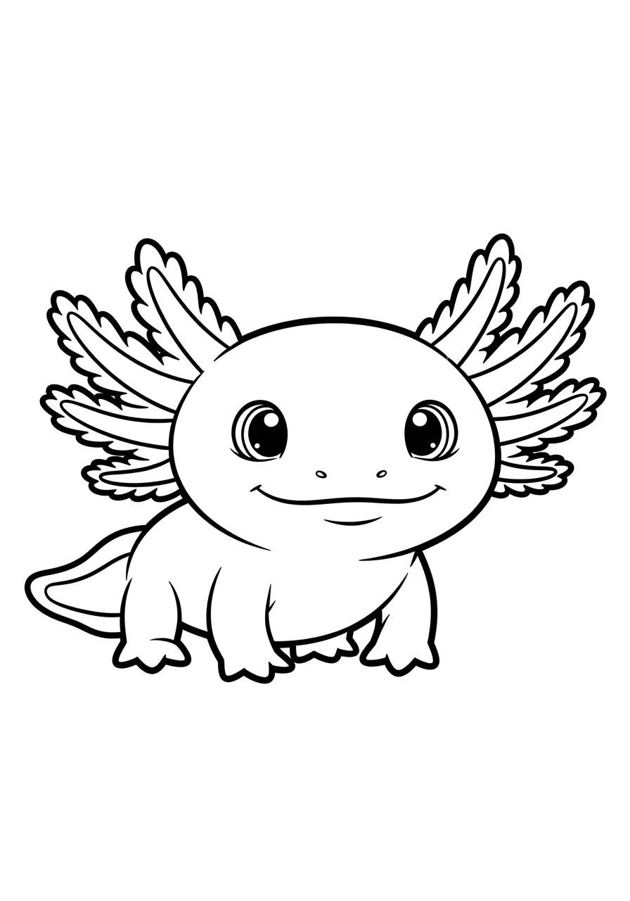 Desenho de Axolote Kawaii com Asas para Colorir