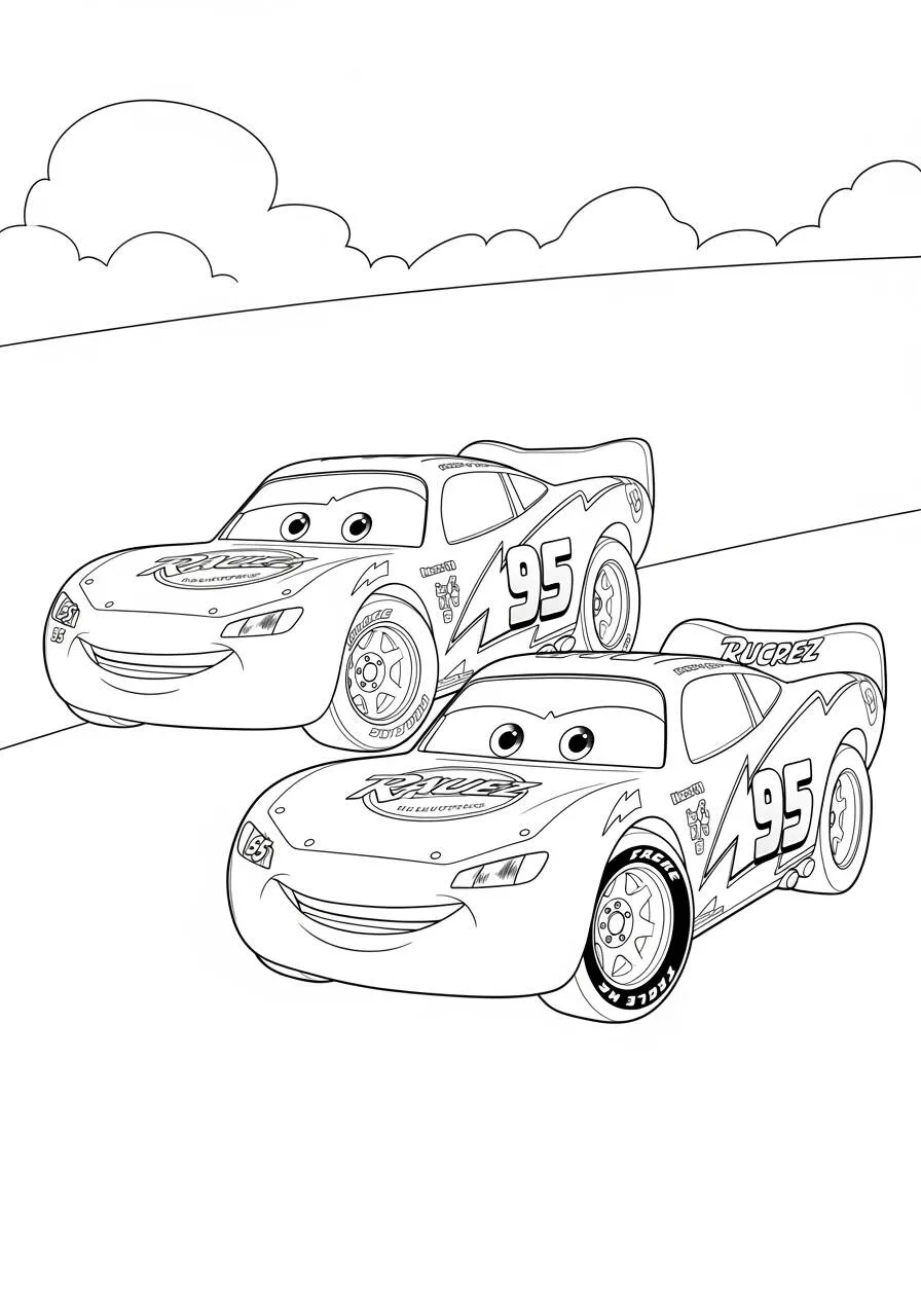 Desenho de Relâmpago McQueen e seu Amigo para Colorir