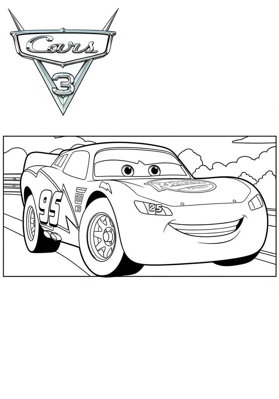 Desenho de Relâmpago McQueen em Ação para Colorir
