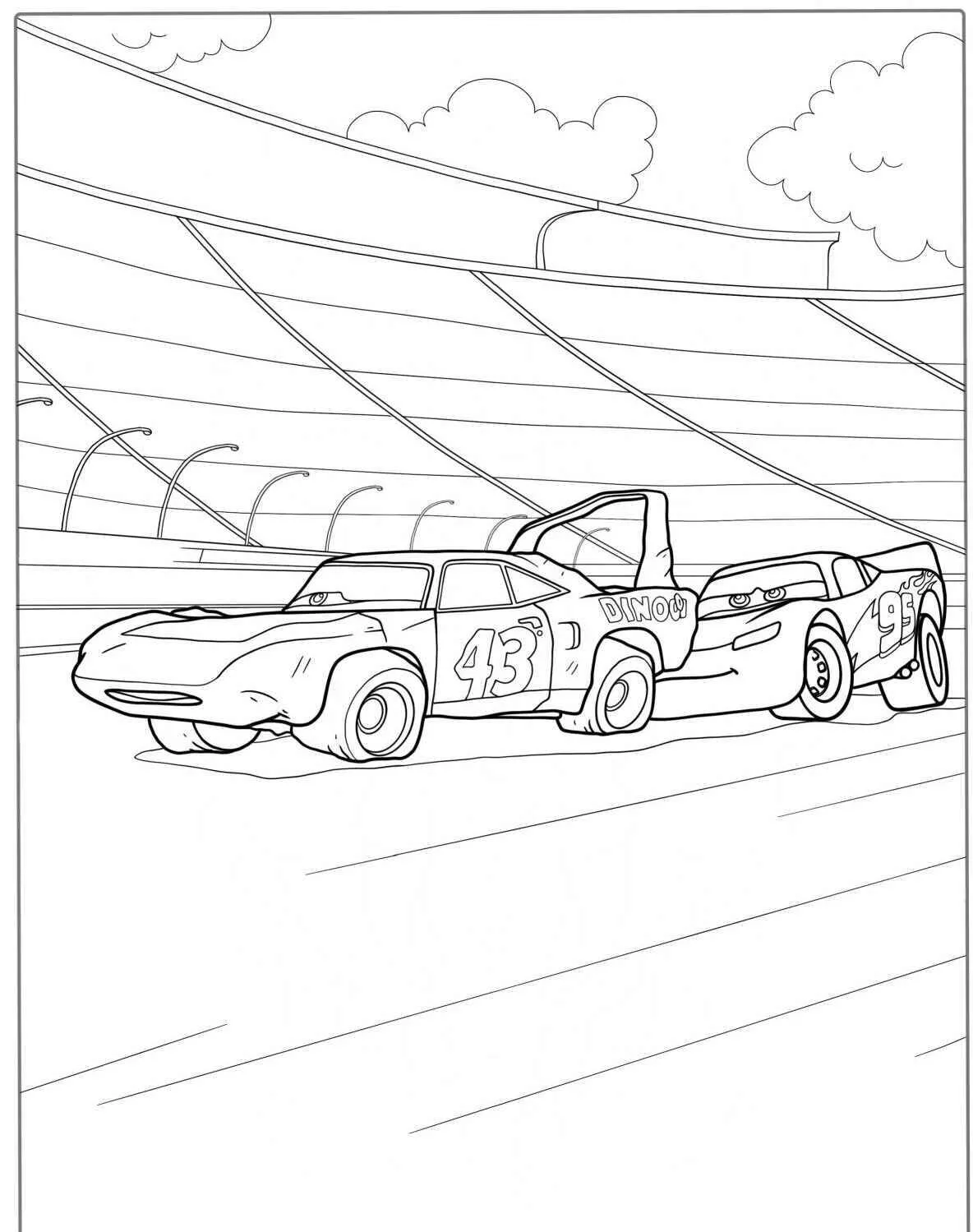 Desenho de Relâmpago McQueen e Hudson Hornet para Colorir