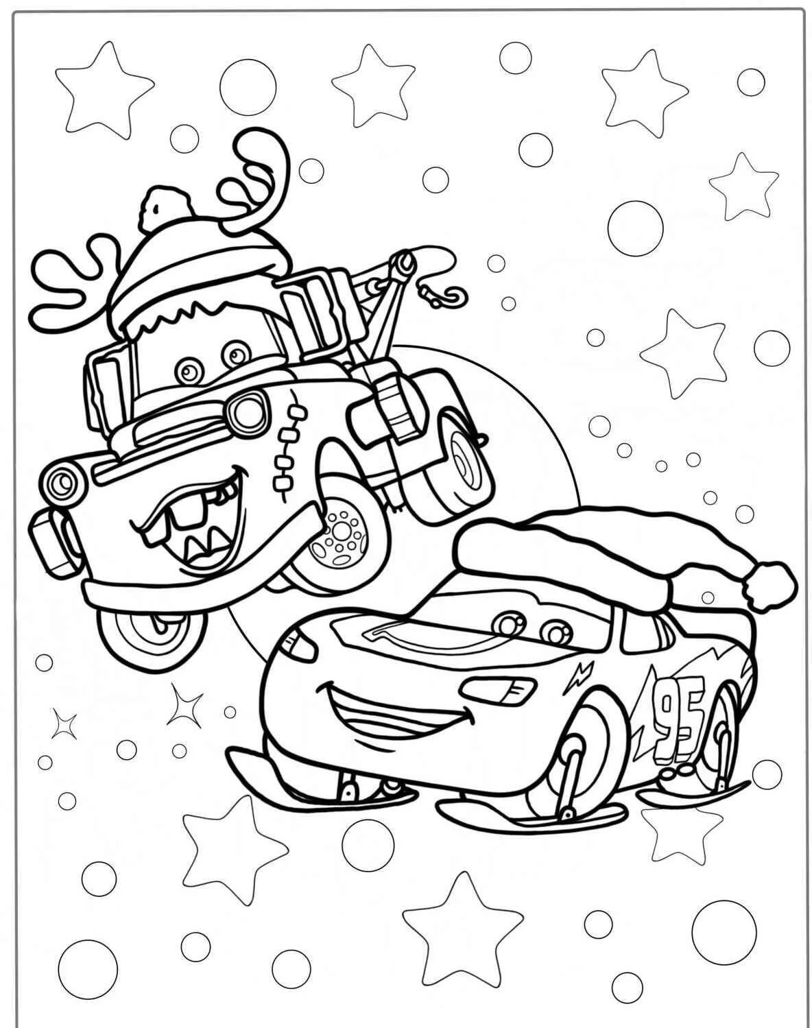 Desenho de Relâmpago McQueen e Tom Mate para Colorir