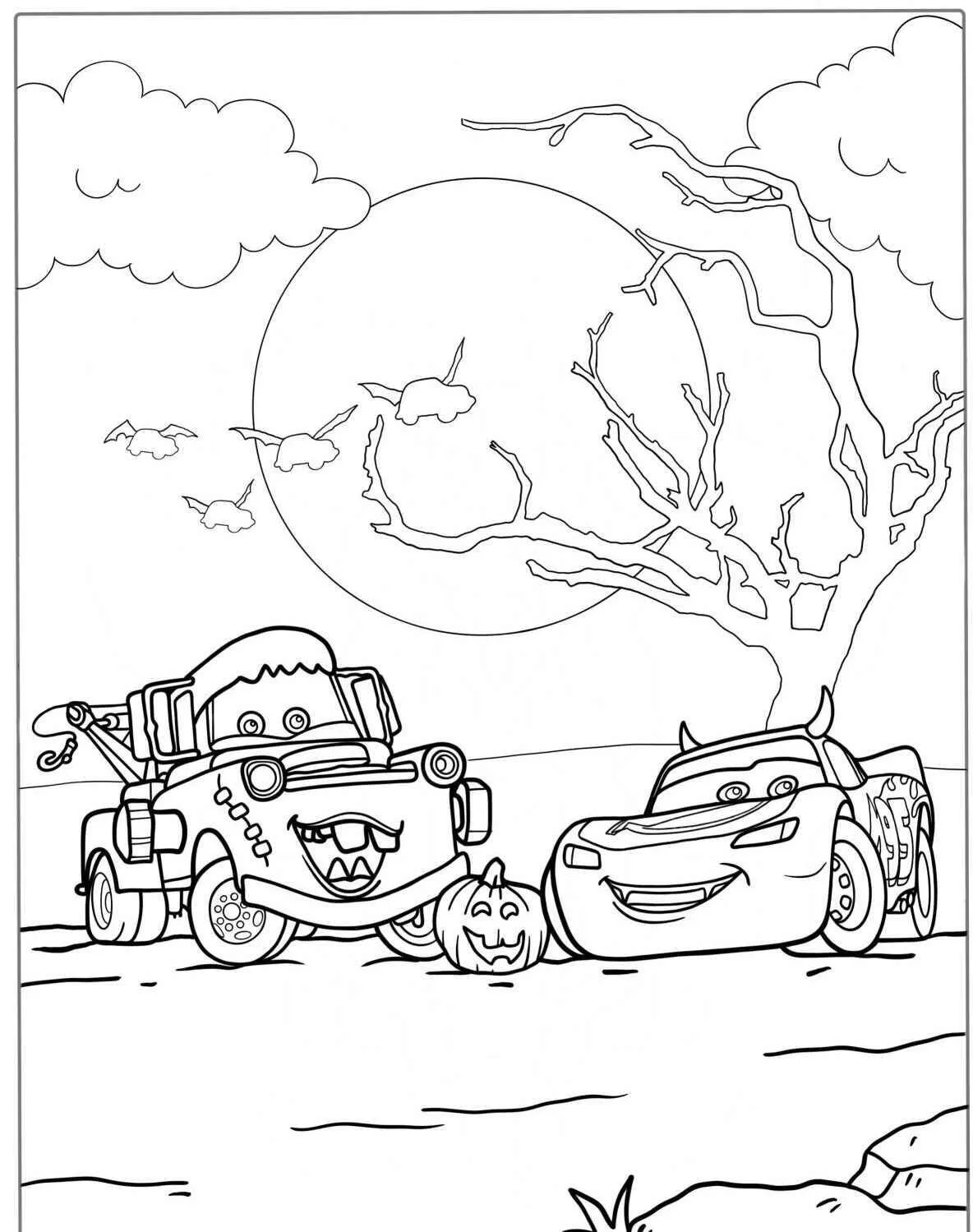 Desenho de Relâmpago McQueen e Tom Mate para Colorir