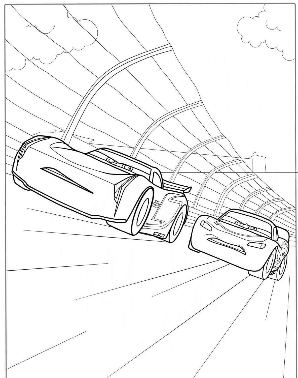Desenho de Relâmpago McQueen Correndo na Pista para Colorir