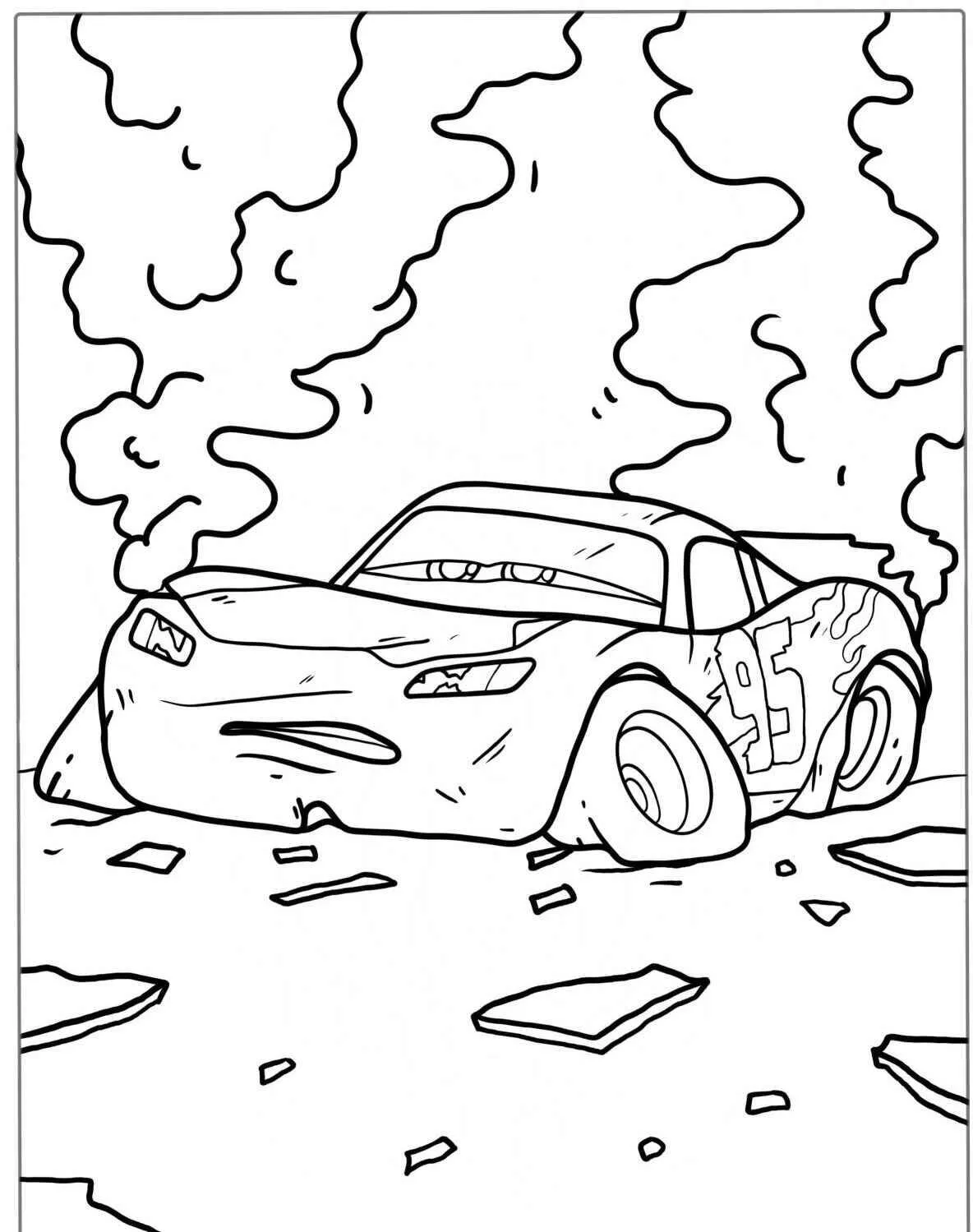 Desenho de Relâmpago McQueen em Ação para Colorir
