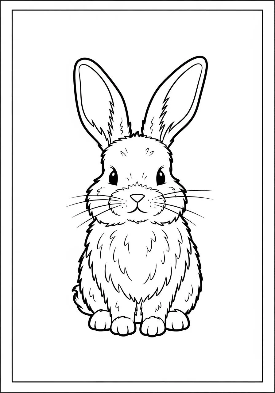 Desenho de Coelho Fofo e Peludo para Colorir