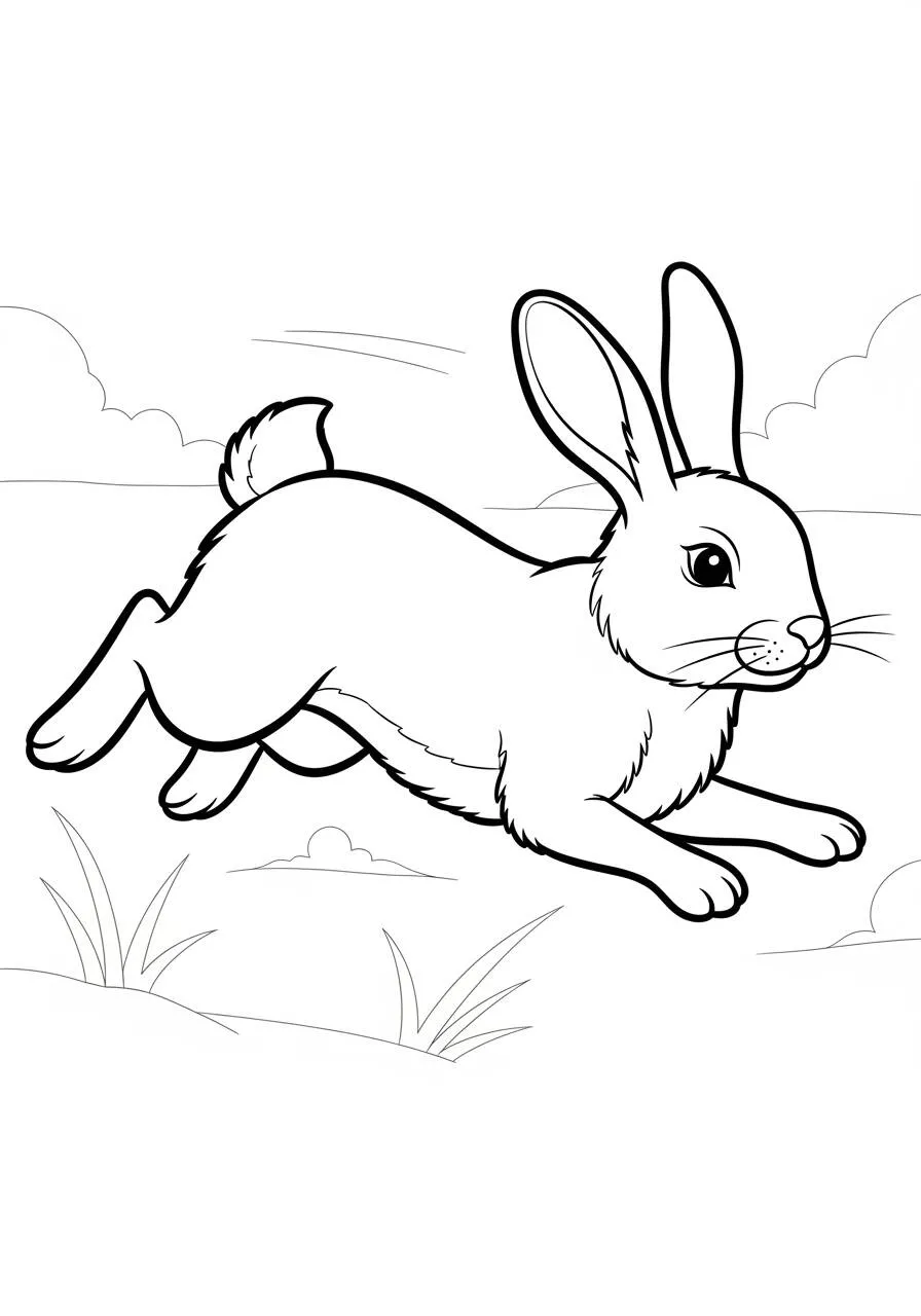 Desenho de Coelho a Saltar na Relva para Colorir