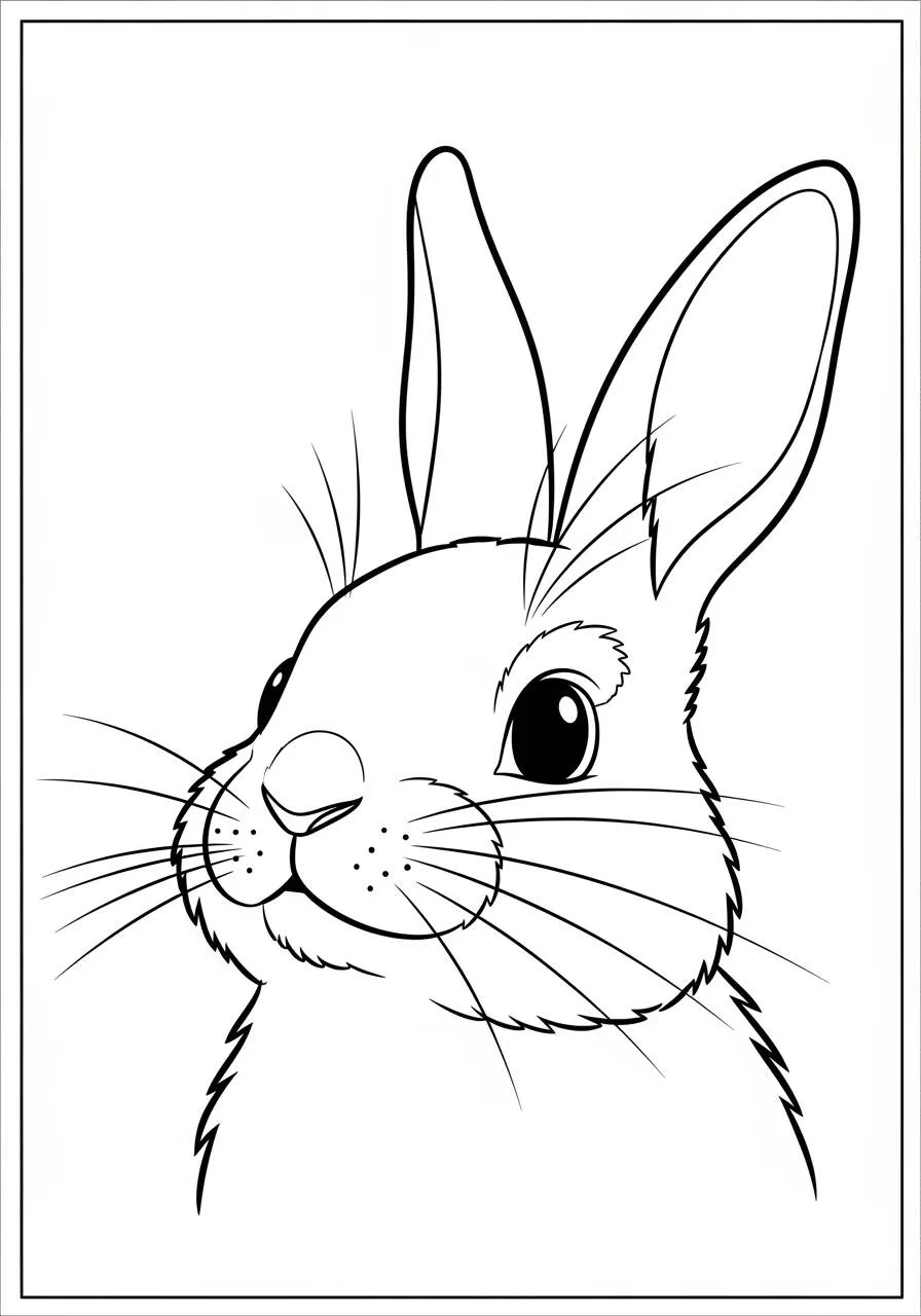 Desenho de Coelho Fofo com Olhos Grandes para Colorir