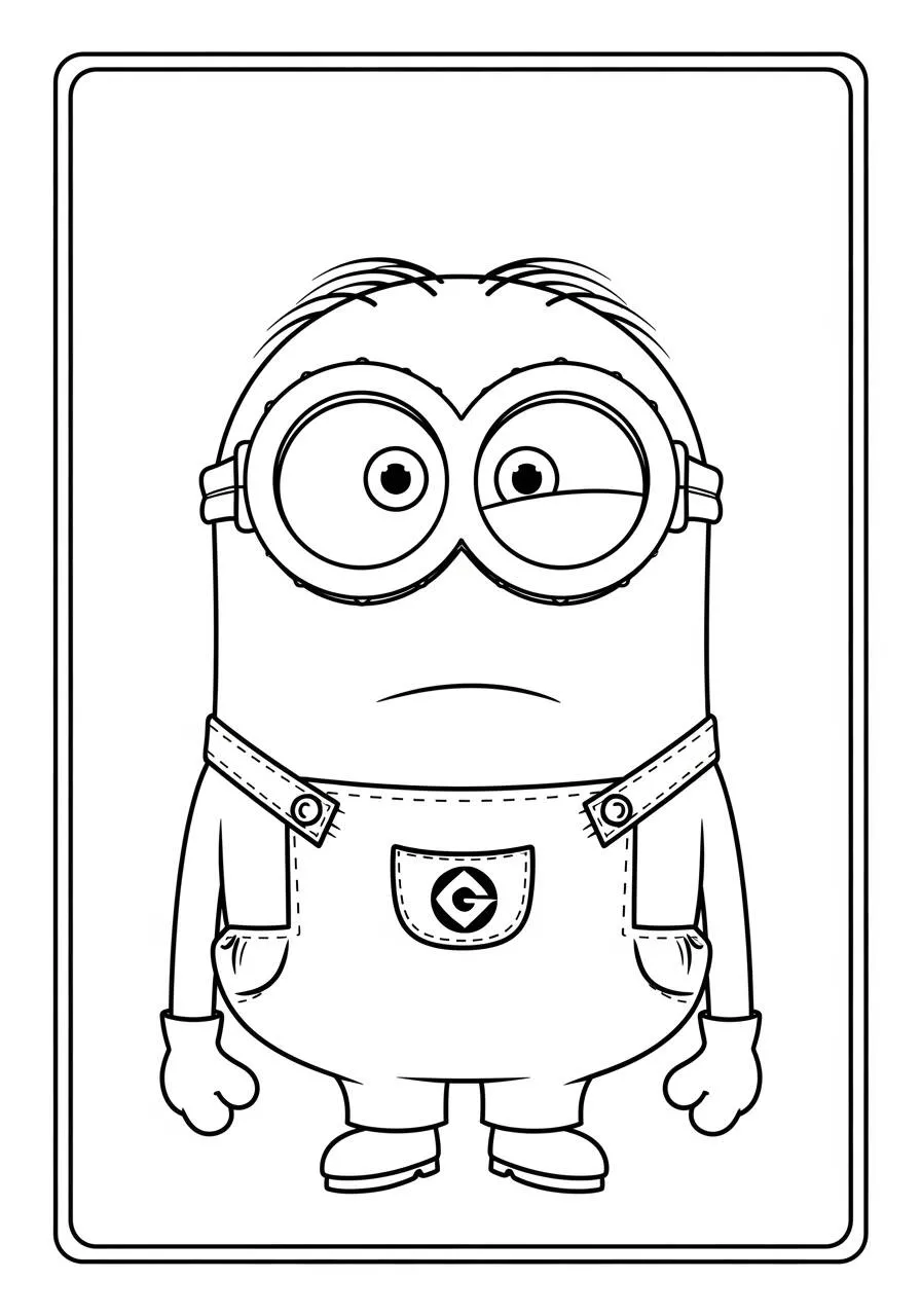 Desenho de Minion com Óculos e Macacão para Colorir