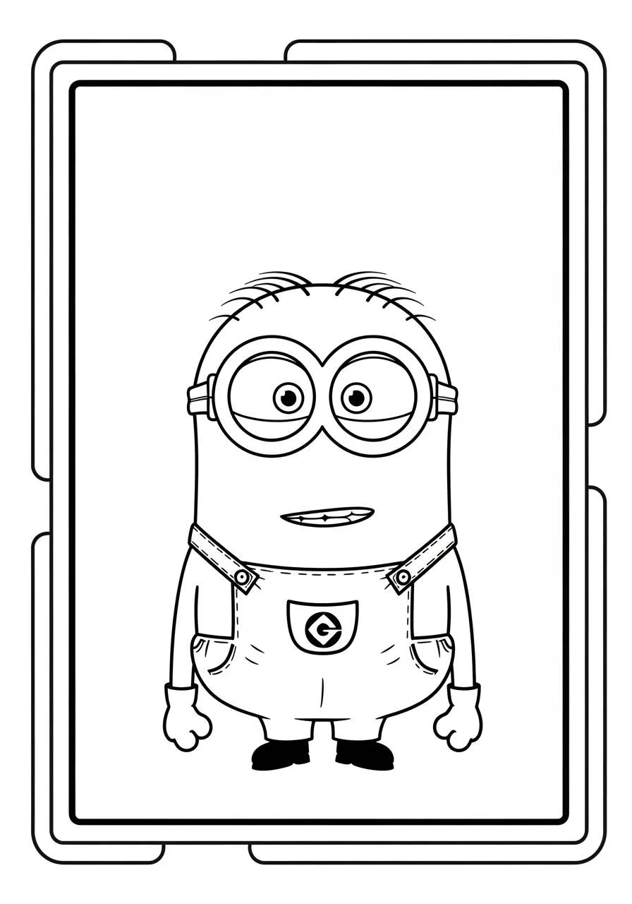 Desenho de Minion com Óculos e Macacão para Colorir