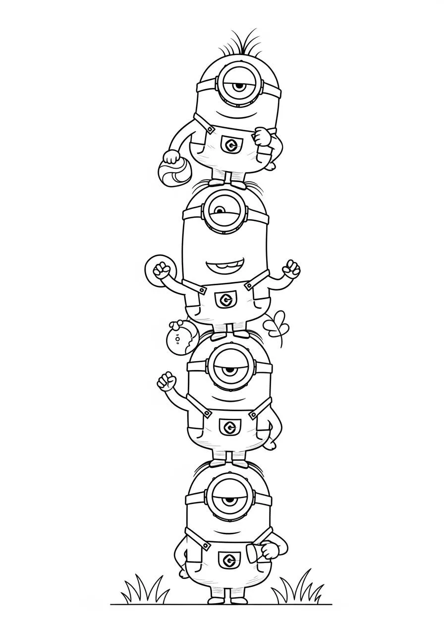 Desenho de Minions Empilhados para Colorir