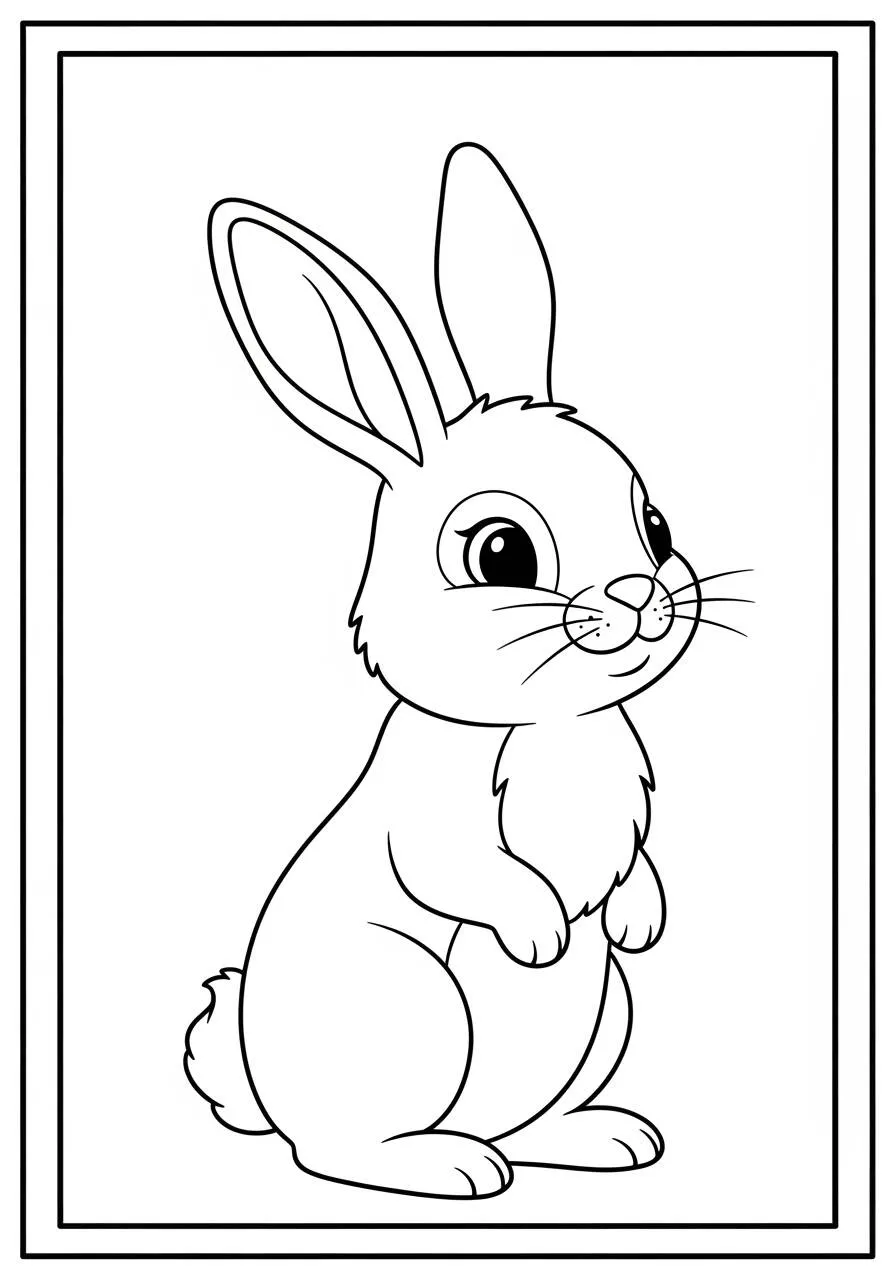Desenho de Coelho Fofo em Pé para Colorir