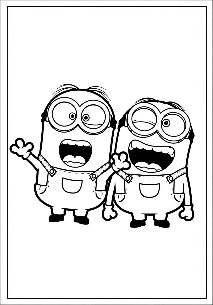 Desenho de Minions Amigos a Rir para Colorir