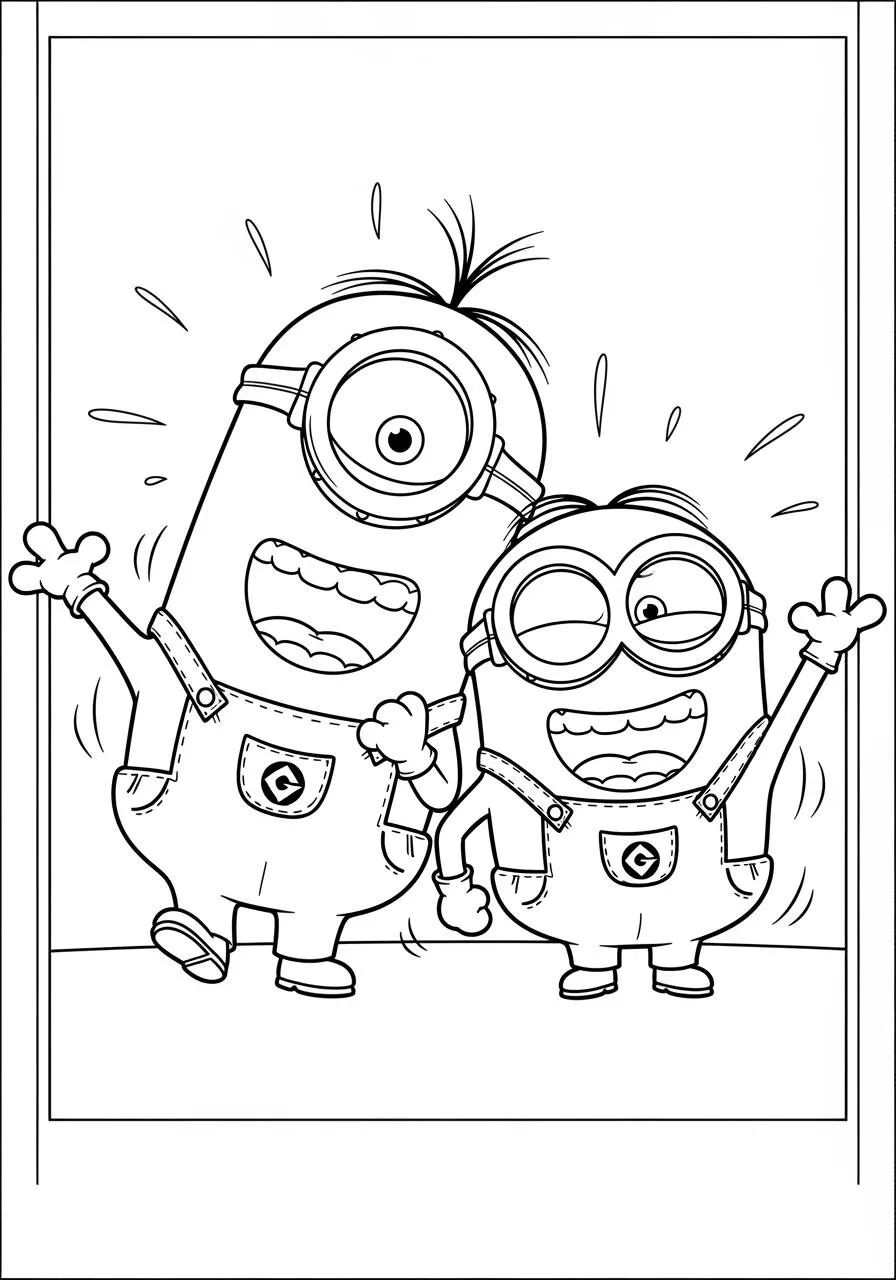 Coloriage Minion Friends souriant