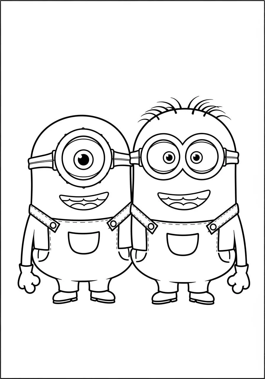 Desenho de Dois Minions Amigos para Colorir