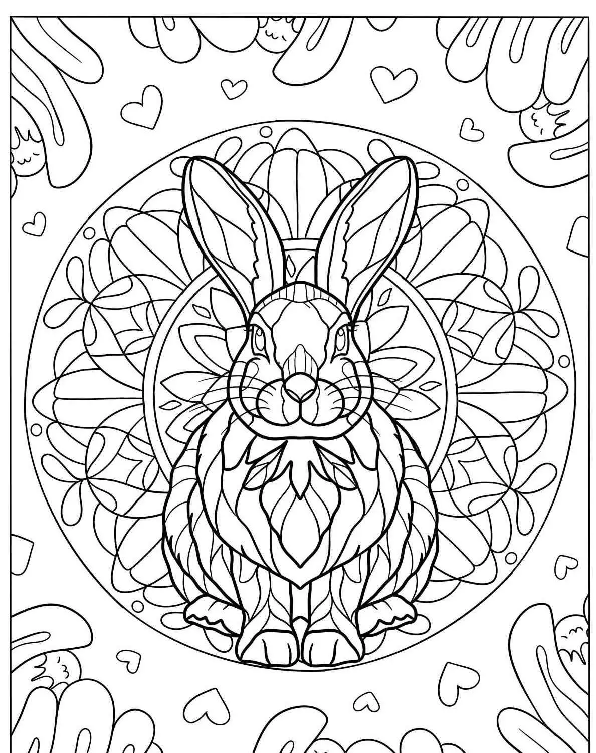 Desenho de Coelho Mandala para Colorir