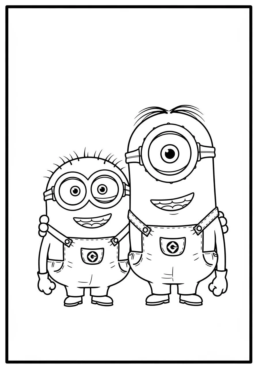 Desenho de Dois Minions Amigos para Colorir